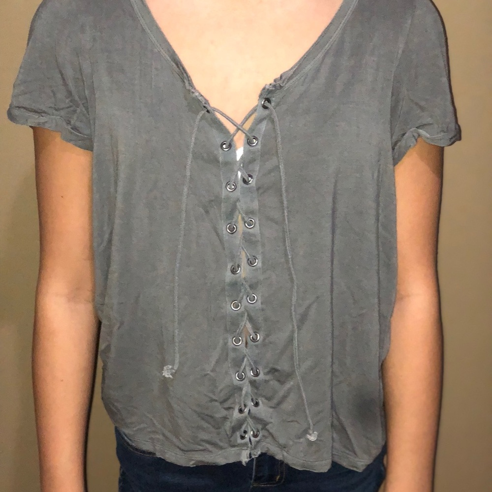 AEO Soft and Sexy Lace Up Shirt